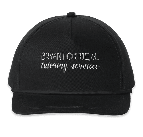 Black BryantOchem Classic Cap with the white tutoring services logo on the front.